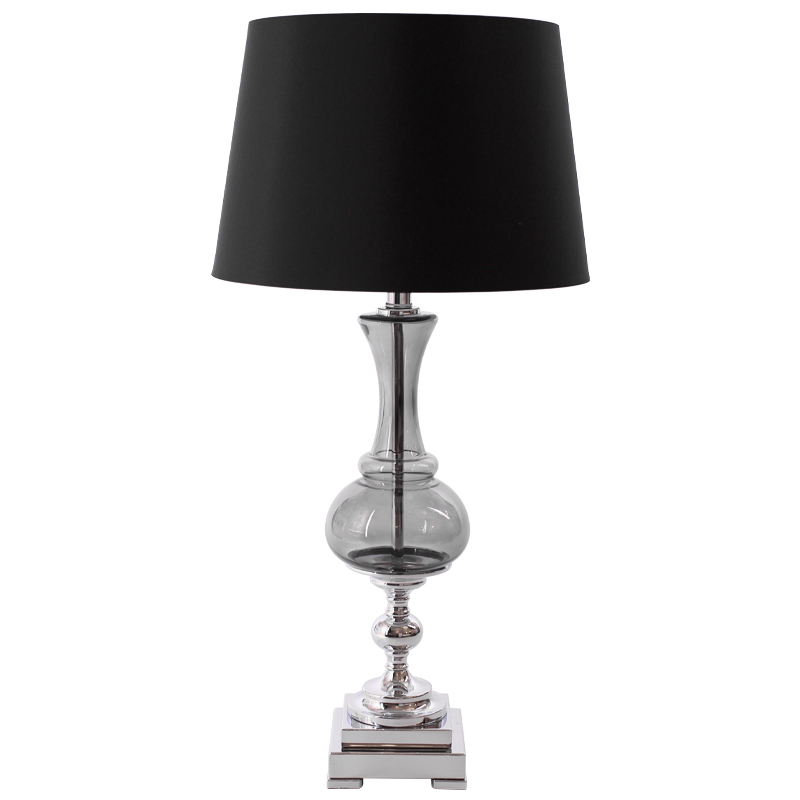 Настольная лампа Renard Table Lamp Black с абажуром Черный Стекло Смок в Омске | Loft Concept 