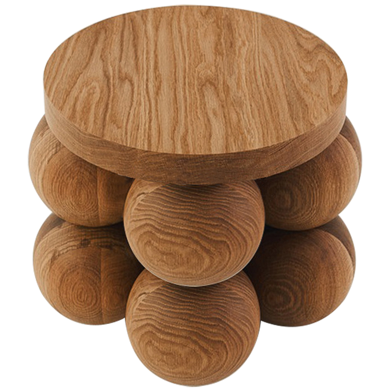 Приставной стол деревянный Wooden Spheres Unique Shaped Side Table Коричневый в Омске | Loft Concept 