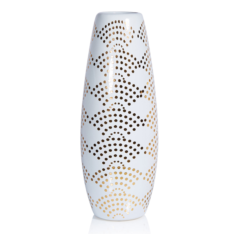 Ваза Amory Vase gold dots Золотой Белый в Омске | Loft Concept 