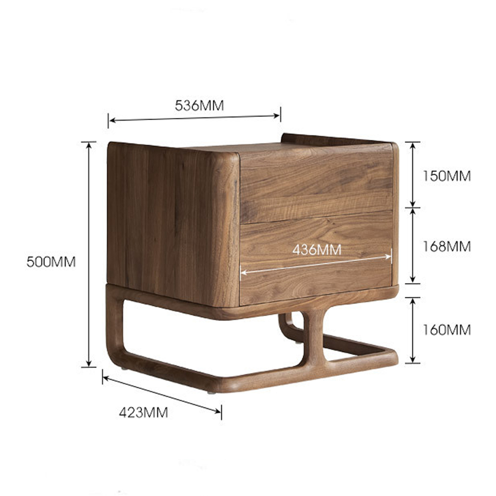 Прикроватный деревянный столик с 2-мя ящиками Moon Walnut Furniture Прикроватный деревянный столик с 2-мя ящиками Moon Walnut Furniture в Омске