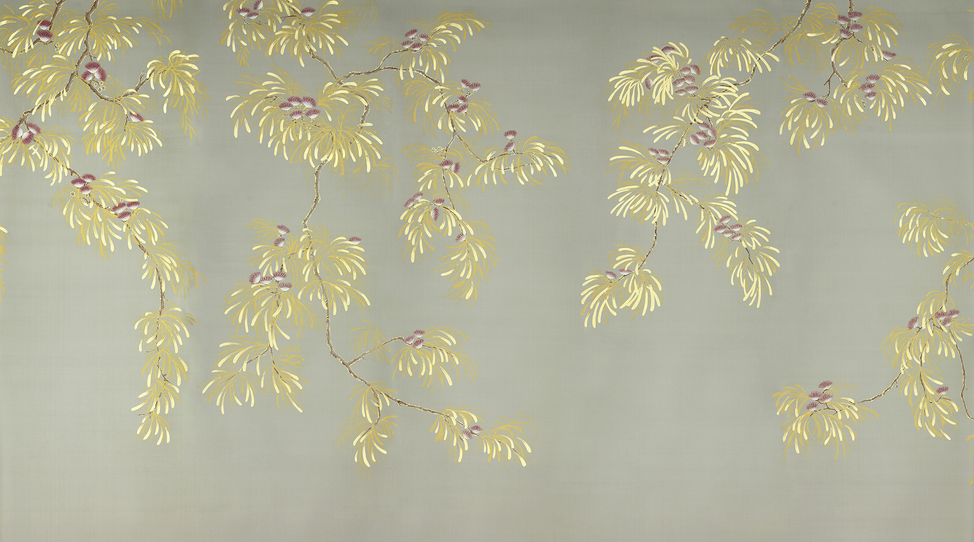 Обои ручная роспись Silk Tree Colourway SC-80 on Pale Grey dyed silk Обои ручная роспись Silk Tree Colourway SC-80 on Pale Grey dyed silk - постер Loft-Concept в Омске