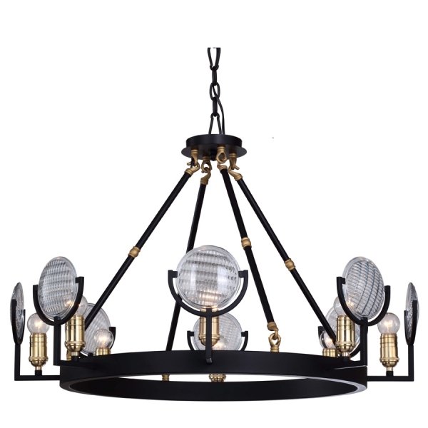 Люстра RH Gaslight Lens Chandelier 8 Черный в Омске | Loft Concept 