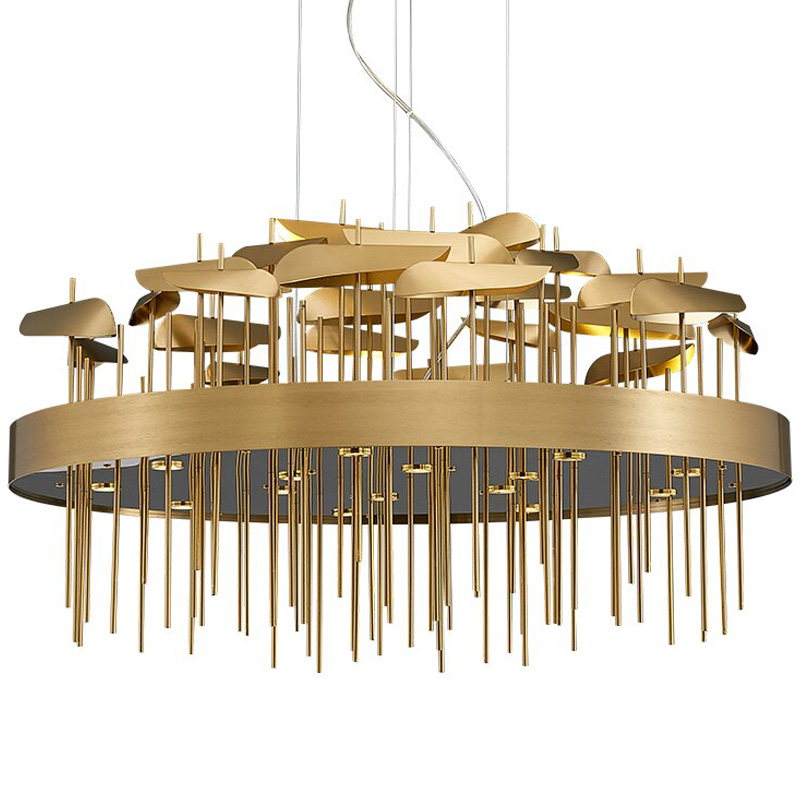 Светодиодная дизайнерская инсталляция ANODINE Perlina Disk Chandelier Золотой в Омске | Loft Concept 