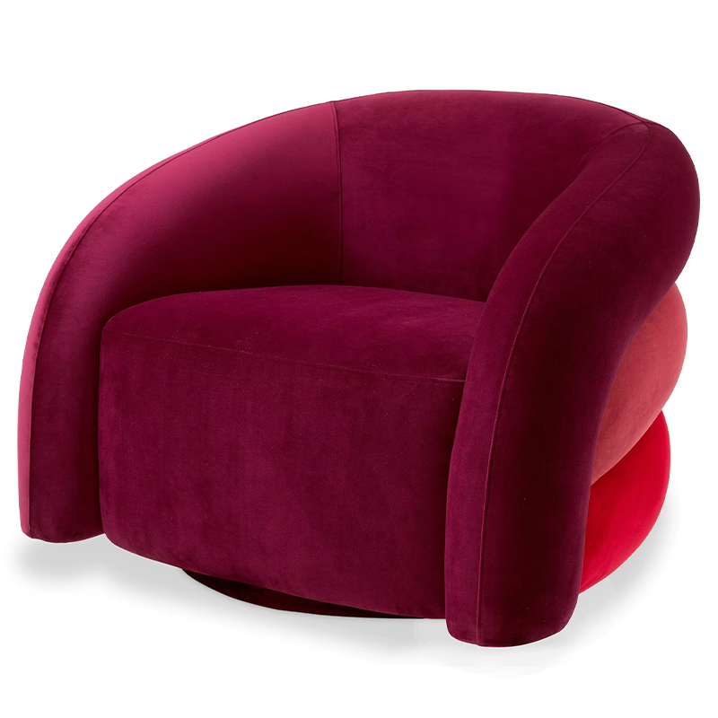 Кресло Eichholtz Chair Novelle Bordeaux Red Velvet Бургундский красный Коралловый Красный в Омске | Loft Concept 