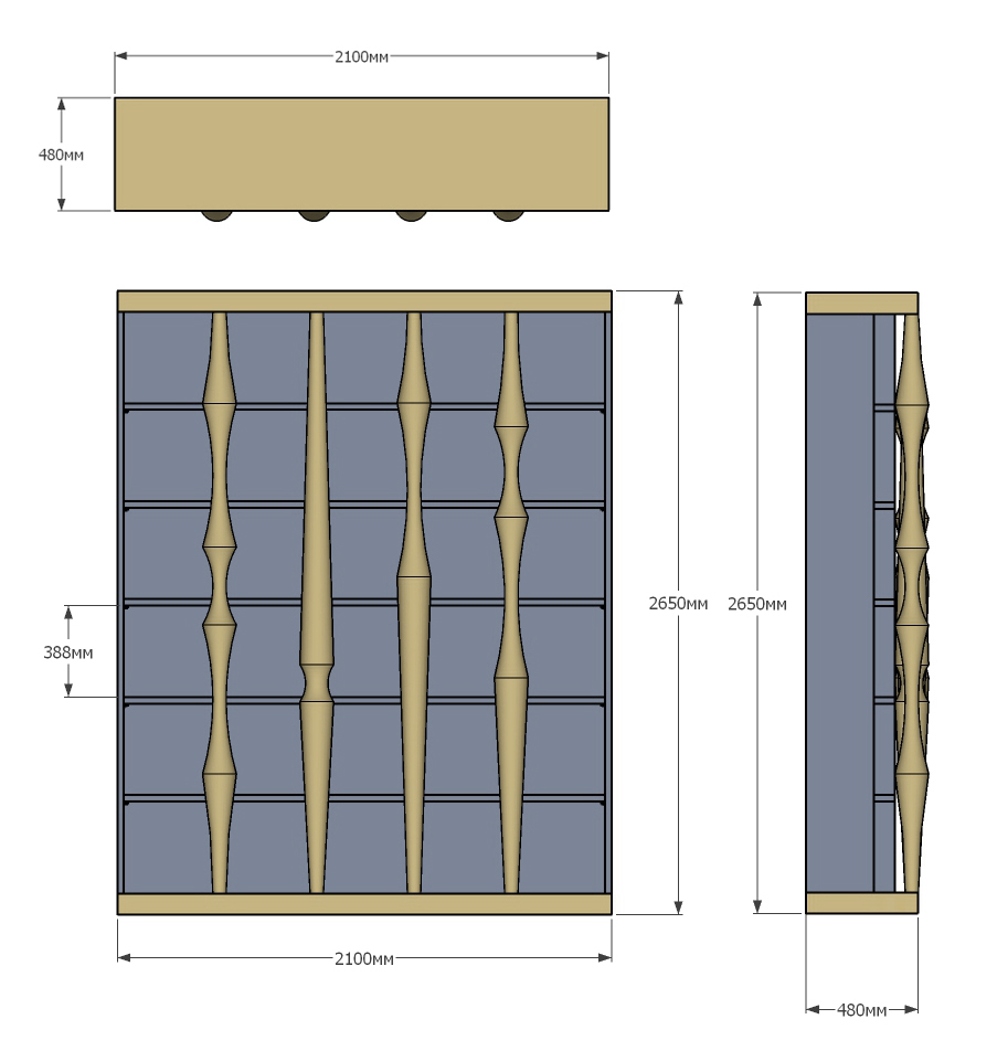 Стеллаж Oak Columns & Blue в Омске