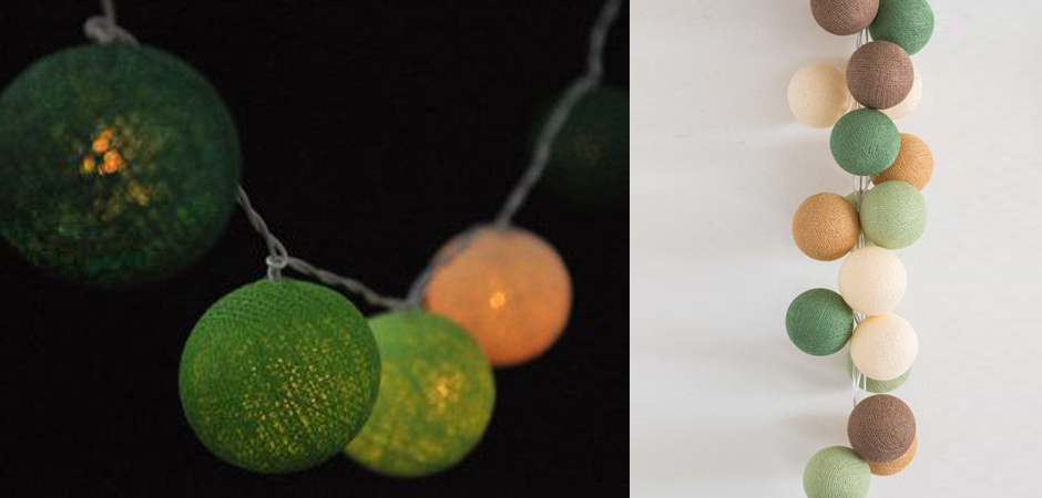 Гирлянда хлопковые фонарики Сotton Ball Forest Green - Loft-Concept в Омске