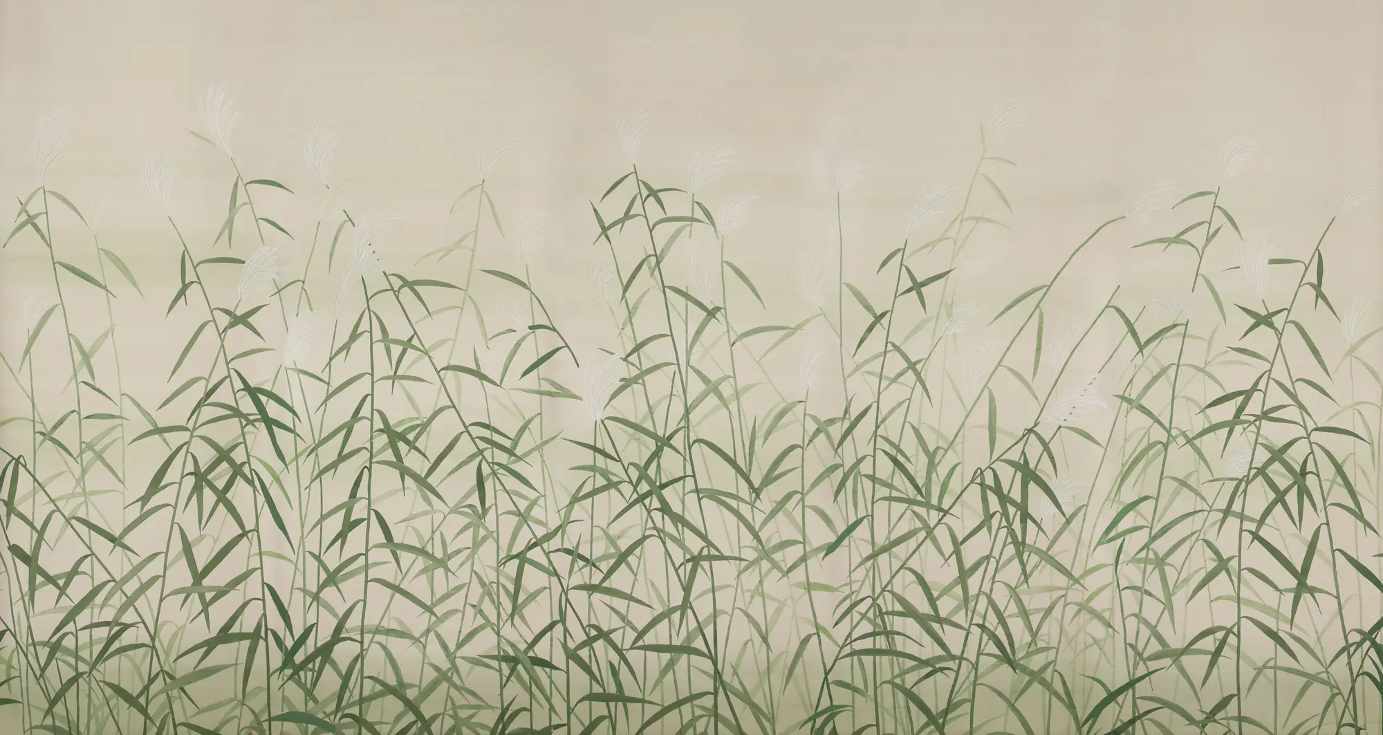 Обои ручная роспись Wild Grasses Special Colourway on Bleached Silver slub silk Обои ручная роспись Wild Grasses Special Colourway on Bleached Silver slub silk - постер Loft-Concept в Омске