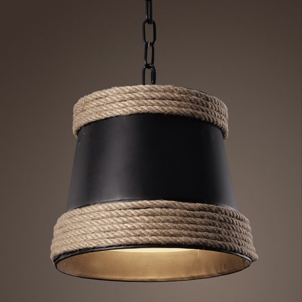 Подвесной светильник Black & Hemp Pendant Lamp Черный в Омске | Loft Concept 