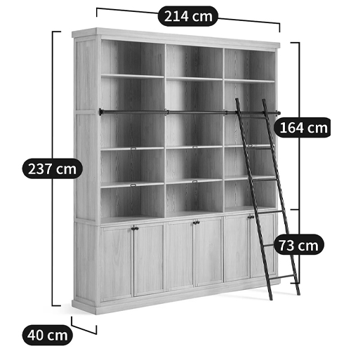 Книжный шкаф из массива сосны с металлической лестницей Burton Wood Cabinet Книжный шкаф из массива сосны с металлической лестницей Burton Wood Cabinet в Омске