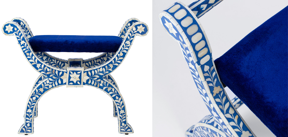 Табурет отделка кость голубой BONE INLAY Jenny Stool Табурет отделка кость голубой BONE INLAY Jenny Stool - Loft-Concept в Омске