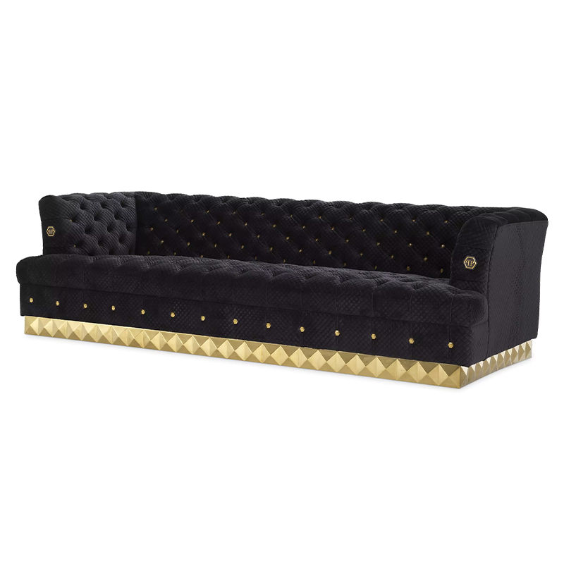 Диван Philipp Plein Sofa Rockstud S Чёрный Черный Золотой в Омске | Loft Concept 