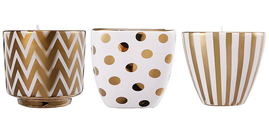Набор из 3-х подсвечников Gold & White Ornament Набор из 3-х подсвечников Gold & White Ornament - Loft-Concept в Омске