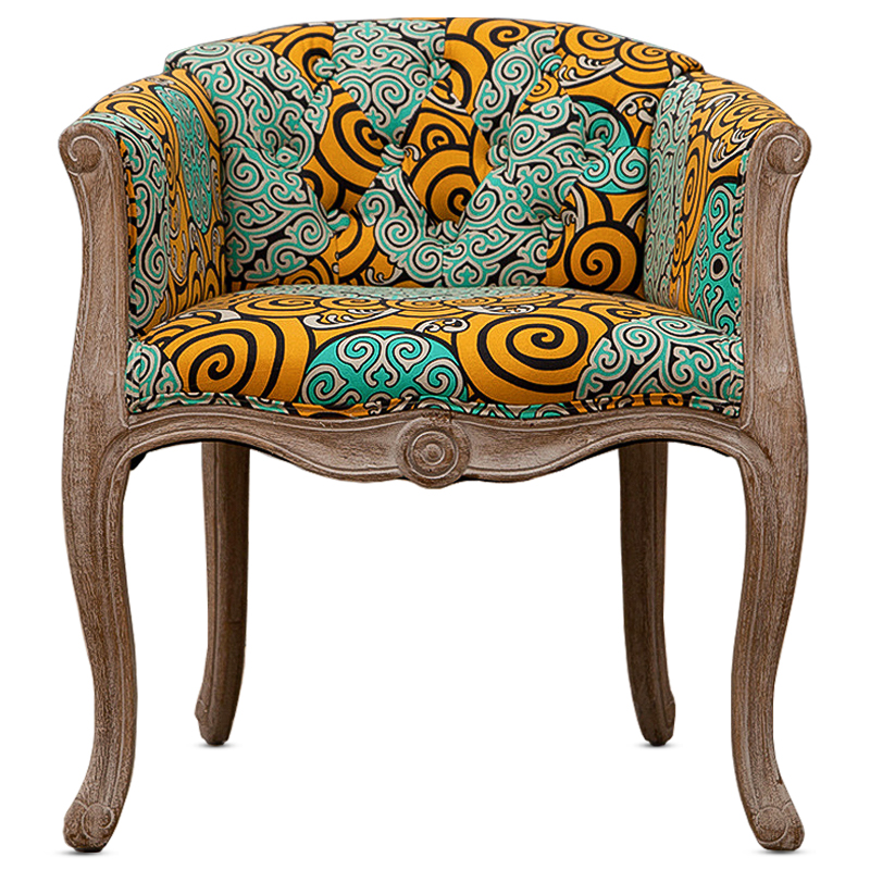 Кресло Yellow and Turquoise Ornament Chair Мульти Бежево-серый в Омске | Loft Concept 