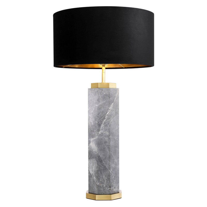 Настольная лампа Eichholtz Table Lamp Newman Grey Латунь Античная полированная Серый Черный в Омске | Loft Concept 