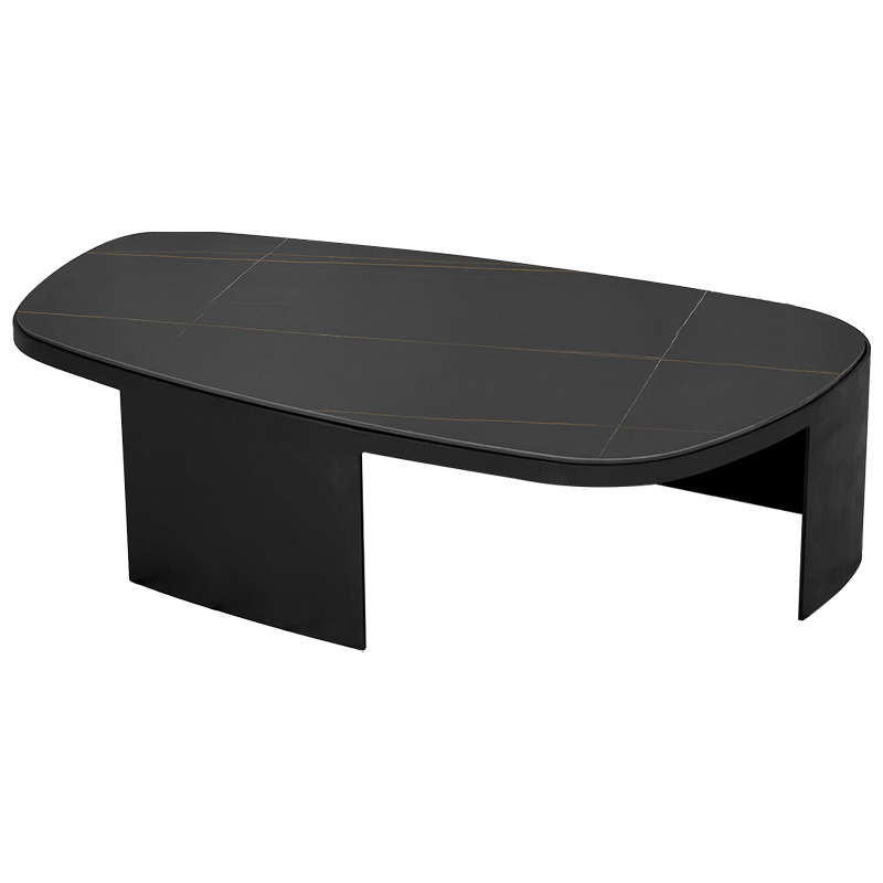 Кофейный стол с каменной столешницей Koch Coffee Table Черный Коричневый в Омске | Loft Concept 