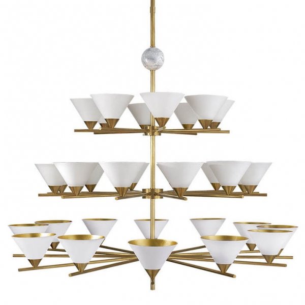 Люстра Cleo Three-tier Chandelier Латунь Белый в Омске | Loft Concept 