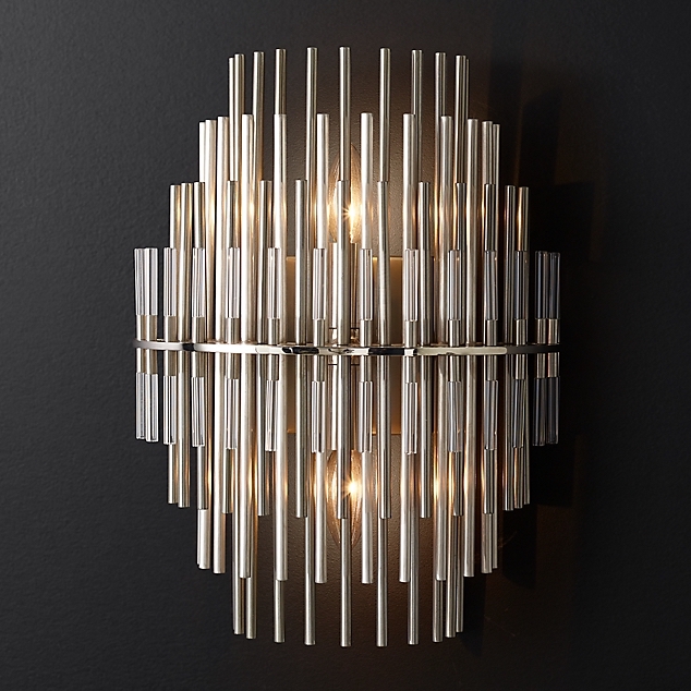 Бра Restoration Hardware Emile Sconce Chrome Прозрачный Латунь Античная полированная Оловянный в Омске | Loft Concept 