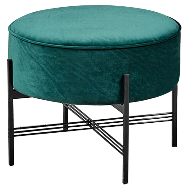 Пуф изумрудного цвета велюровый Sanjay Velour Pouf Emerald Изумрудный Черный в Омске | Loft Concept 