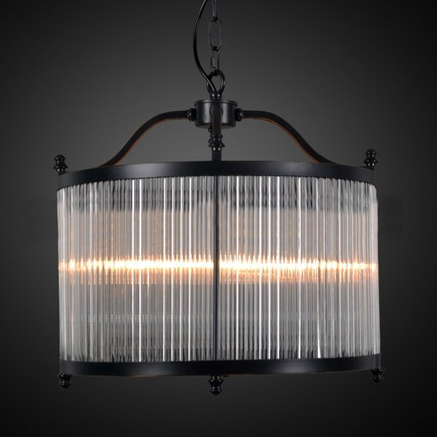 Люстра Glass Fringe Chandelier Round Черный в Омске | Loft Concept 