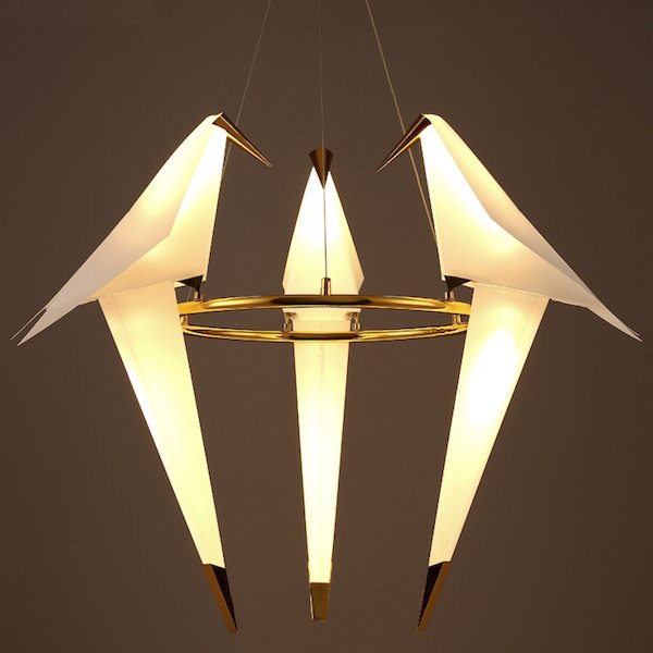 Люстра Origami Bird Chandelier 3 Бежево-серый Золотой в Омске | Loft Concept 