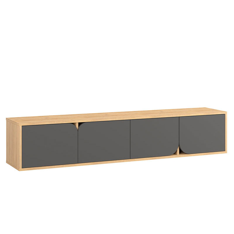 ТВ-тумба подвесная цвета древесины с 4-мя темно-серыми дверцами SPARK TV STAND OAK ANTHRACITE Серый Древесина в Омске | Loft Concept 