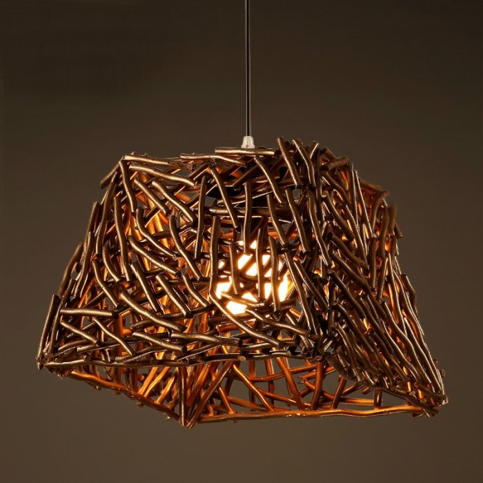 Подвесной светильник Old Wicker Pendant Cub Коричневый в Омске | Loft Concept 