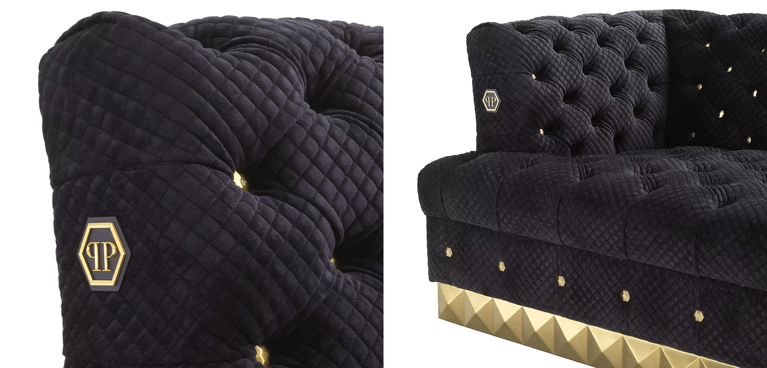 Диван Philipp Plein Sofa Rockstud S Чёрный - фото №1