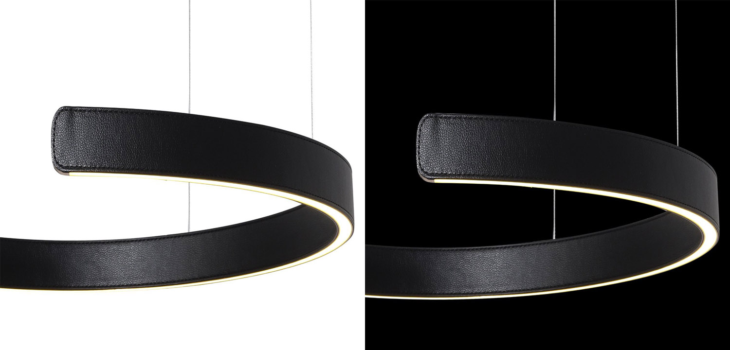 Подвесной светильник Half Ring black leather 40 - фото №1