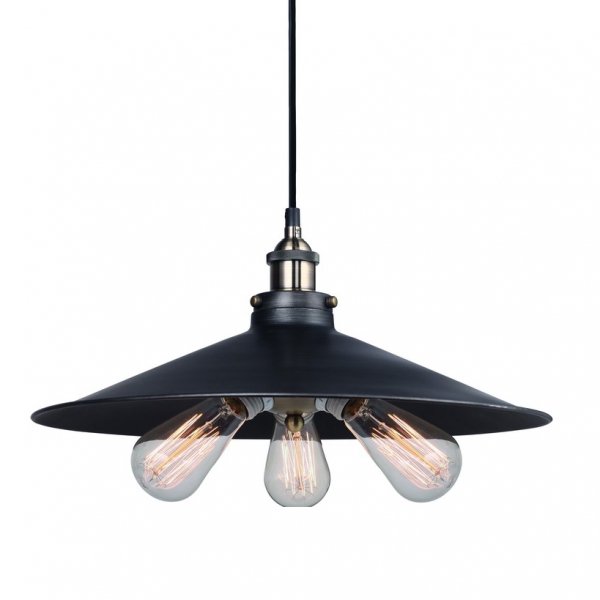 Подвесной светильник 20th C. Factory Filament Metal Triple Pendant Black Черный в Омске | Loft Concept 