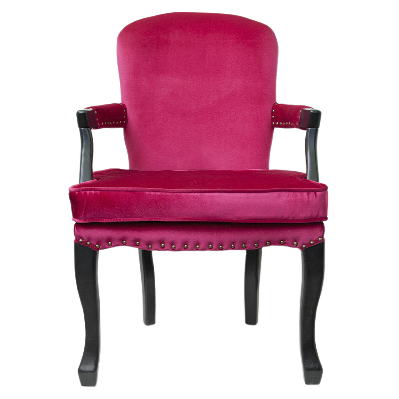 Кресло Aubrey Classical Armchair rose velour Малиновый (Crimson) Черный в Омске | Loft Concept 