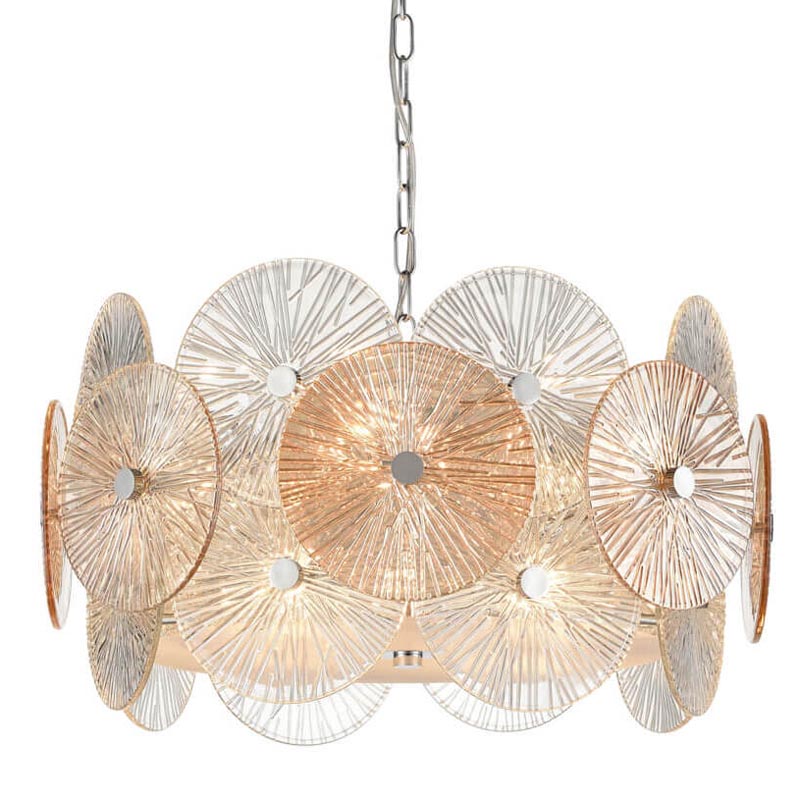 Люстра Decorative Glass discs Chandelier chrome Хром Прозрачный в Омске | Loft Concept 