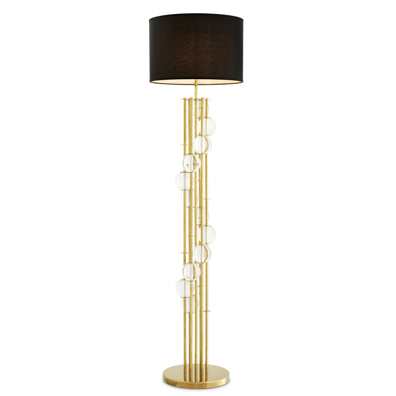 Торшер Eichholtz Floor Lamp Lorenzo Gold & black Глянцевое золото Черный Прозрачный в Омске | Loft Concept 