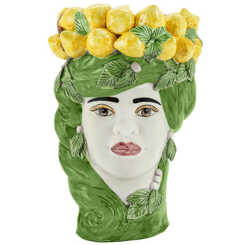 Ваза Vase Lemon Head Lady Green Зеленый Желтый Белый в Омске | Loft Concept 