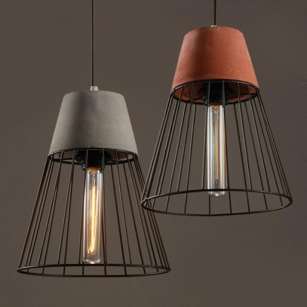 Подвесной светильник Cement Droplight Pendant Light cone Серый Красный Черный в Омске | Loft Concept 