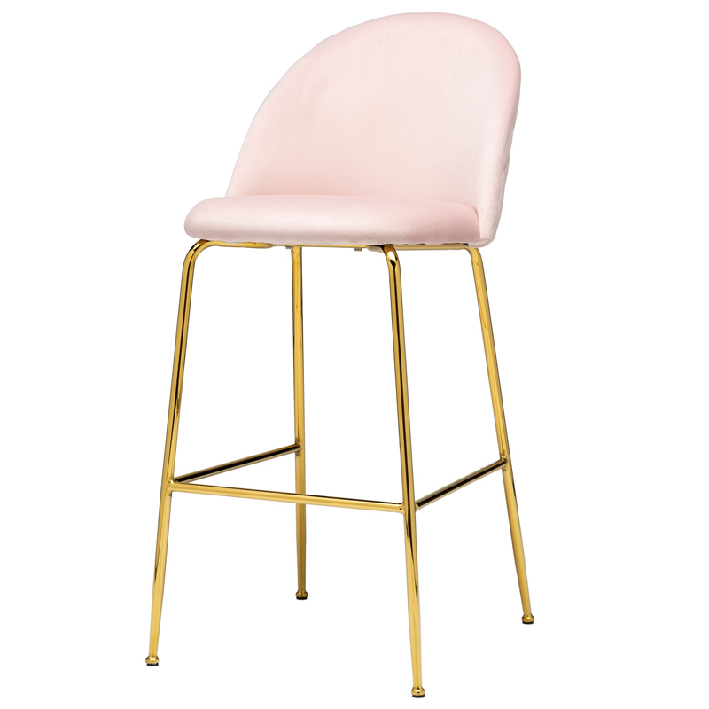 Барный стул Vendramin Bar Stool pink Розовый пастельный Глянцевое золото в Омске | Loft Concept 