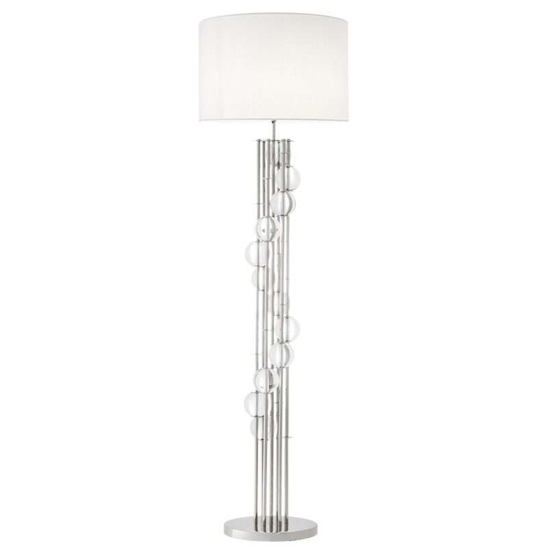 Торшер Eichholtz Floor Lamp Lorenzo Nickel & white Никель Белый Прозрачный в Омске | Loft Concept 