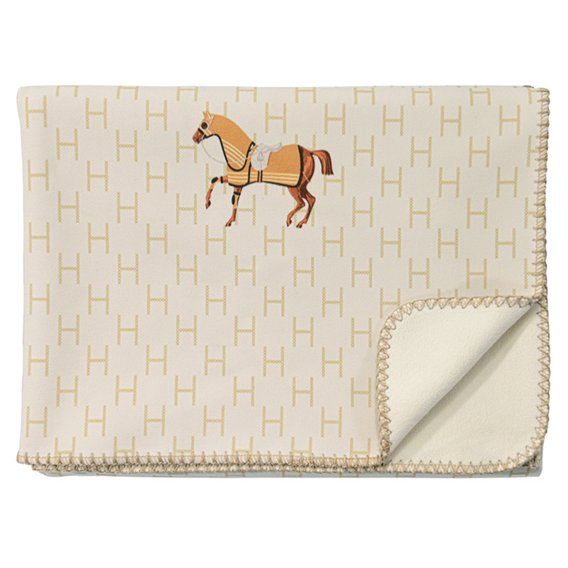 Плед Hermes Pattern Horse Plaid Бежевый Коричневый в Омске | Loft Concept 