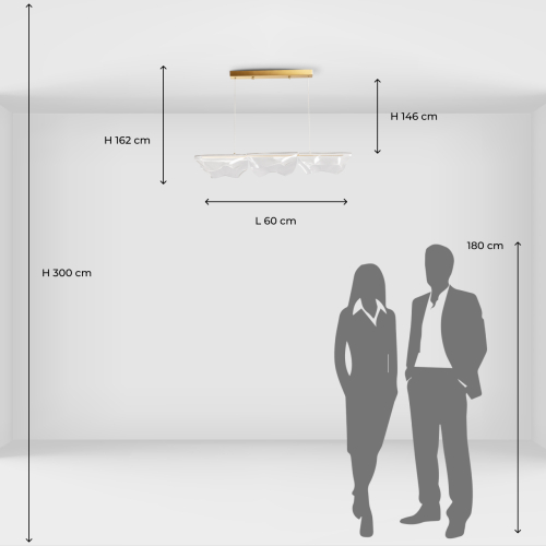 Люстра линейная с 3-мя белыми волнистыми плафонами Wave Line в Омске