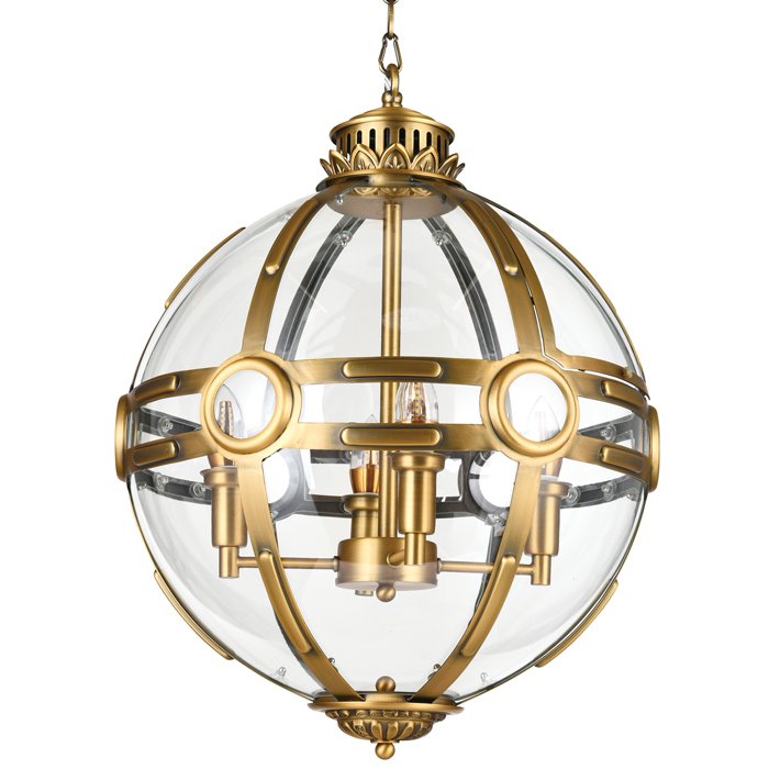 Люстра Eichholtz Lantern Hagerty Brass Прозрачное Стекло Латунь в Омске | Loft Concept 