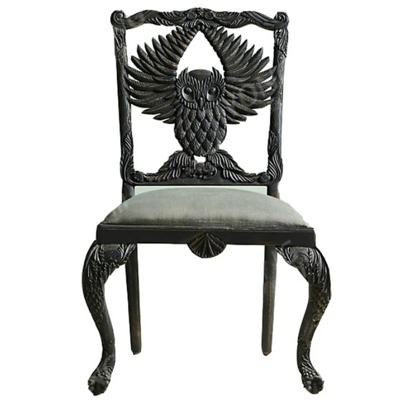 Стул Handcarved Menagerie Owl Dining Chair Черный Черный в Омске | Loft Concept 