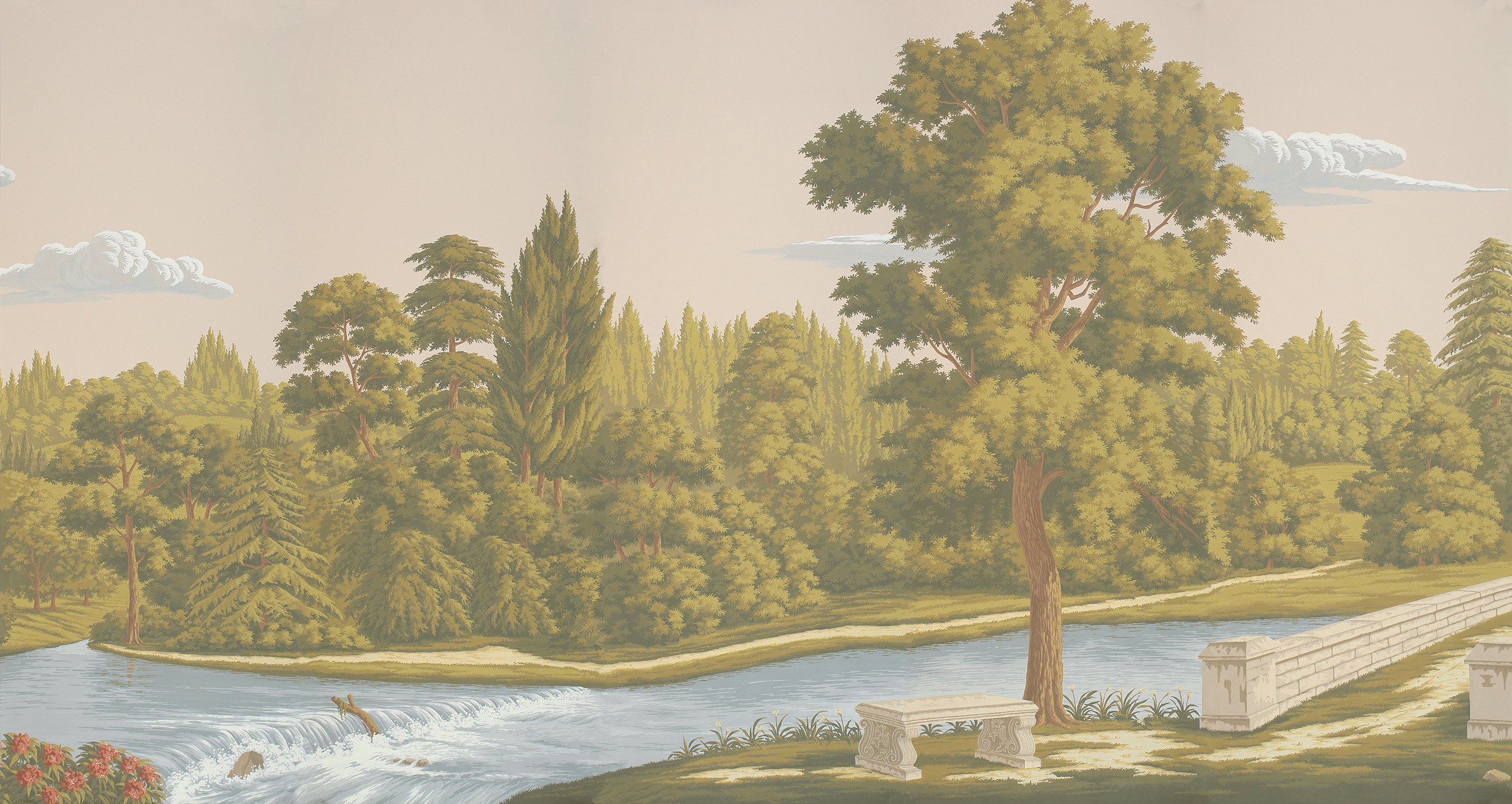 Обои ручная роспись English Landscape Special Colourway on scenic paper 2 Обои ручная роспись English Landscape Special Colourway on scenic paper 2 - постер Loft-Concept в Омске