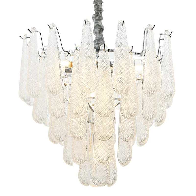 Люстра Textured Glass Drops Chandelier 13 Хром Белый в Омске | Loft Concept 