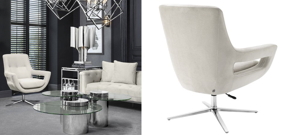 Кресло Eichholtz Swivel Chair Flavio Pebble Grey Кресло Eichholtz Swivel Chair Flavio Pebble Grey - Loft-Concept в Омске