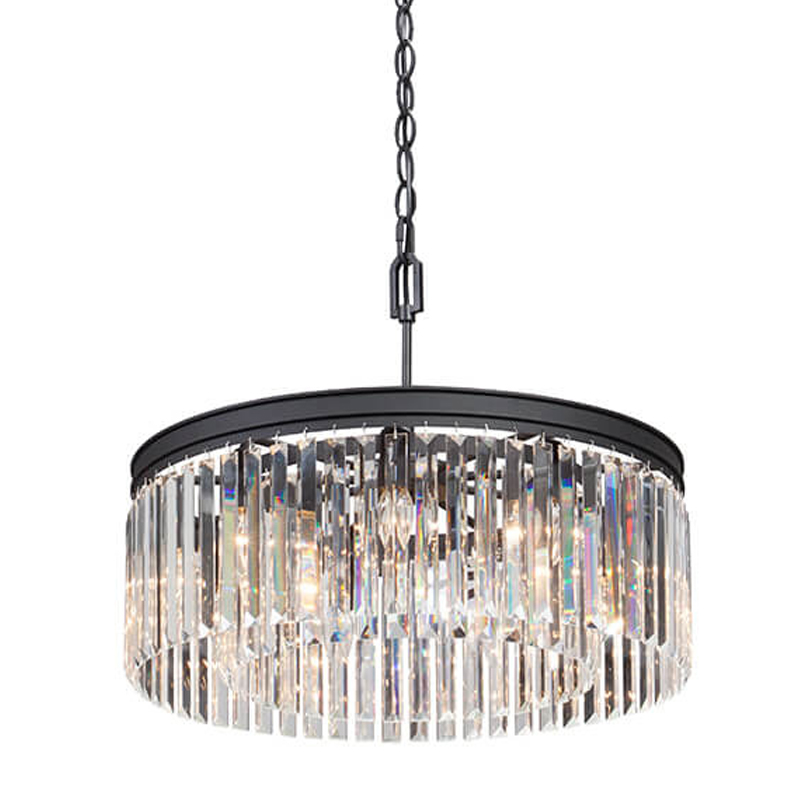 Люстра RH Rhys Clear Glass Prism Round Chandelier 60 Черный матовый Прозрачное Стекло в Омске | Loft Concept 