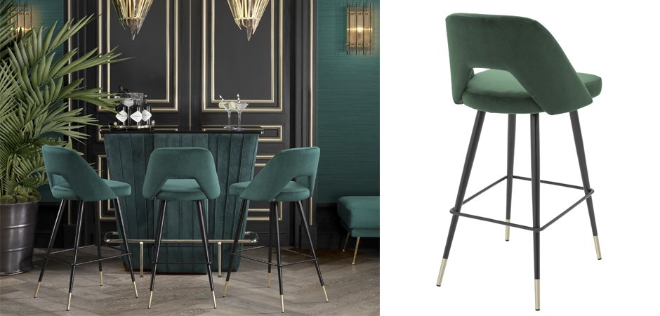 Барный стул Eichholtz Bar Stool Avorio Green Барный стул Eichholtz Bar Stool Avorio Green - Loft-Concept в Омске