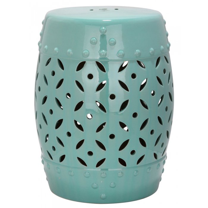 Керамический табурет Coin Lattice Garden Stool - Light Blue Голубой пастельный в Омске | Loft Concept 