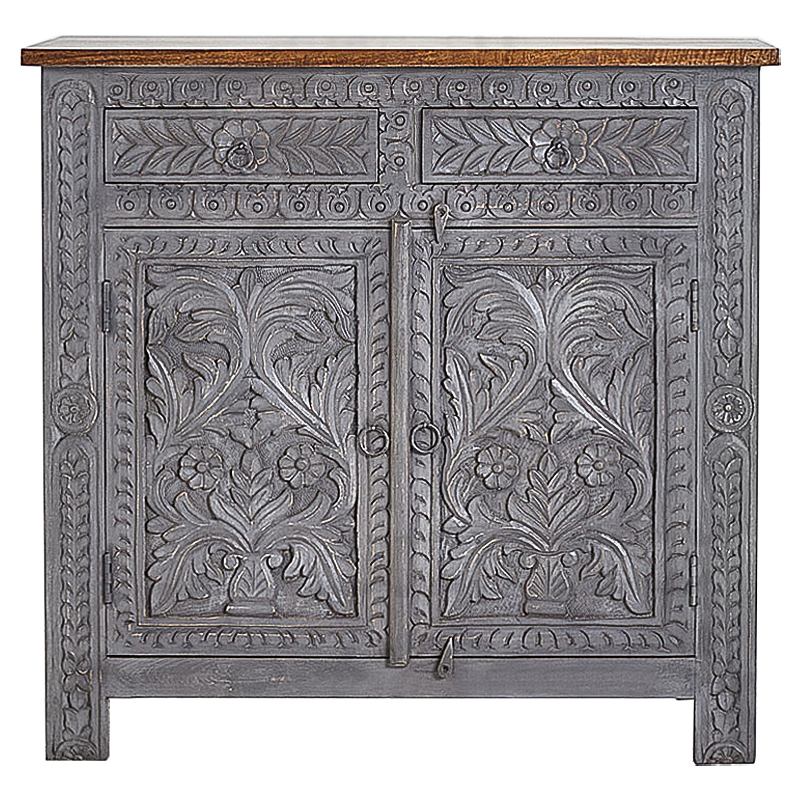 Комод Indian Antique White Furniture Chest of Drawers Ganika серый Серый Коричневый в Омске | Loft Concept 