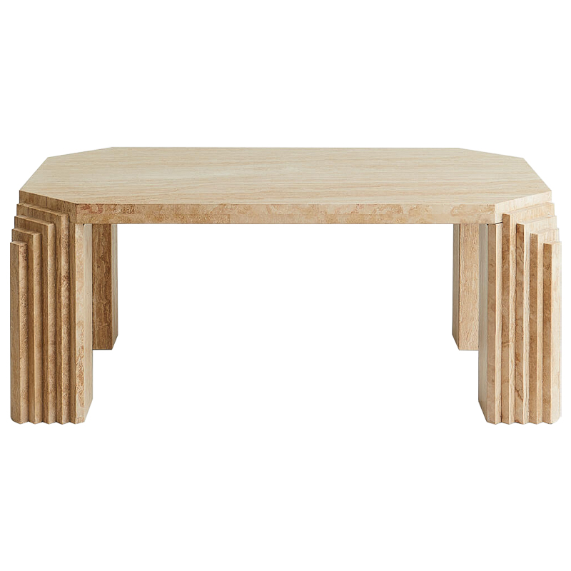 Кофейный стол Caleb Travertine Coffee Table Бежевый Коричневый в Омске | Loft Concept 