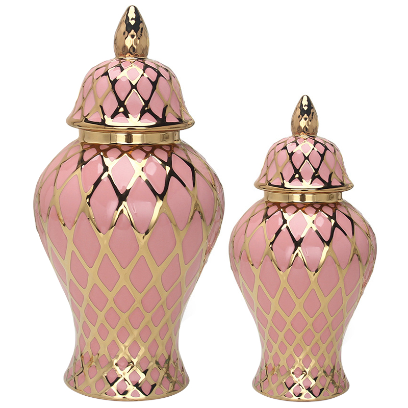 Ваза с крышкой Gold Ornament Pink Vase Розовый Золотой в Омске | Loft Concept 