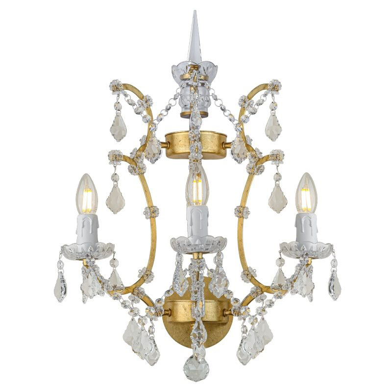 Бра 19th c. Rococo IRON & CLEAR CRYSTAL Gold Wall Lamp Золотой Прозрачное Стекло в Омске | Loft Concept 